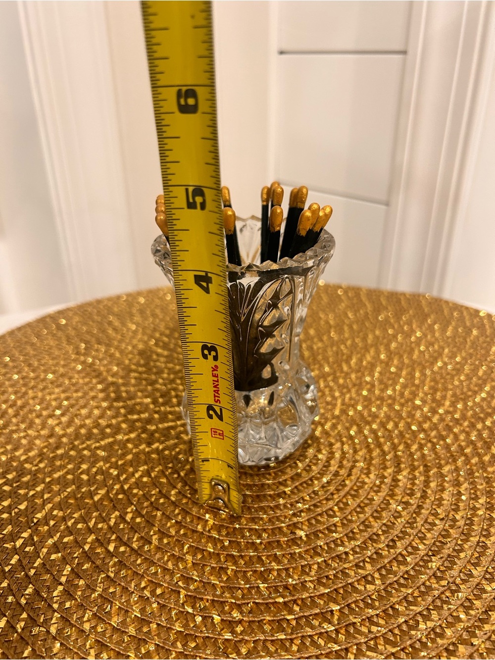 RESTYLE Princess House Vintage Crystal Bud Vase w colored tipped matches strike - Picture 12 of 12